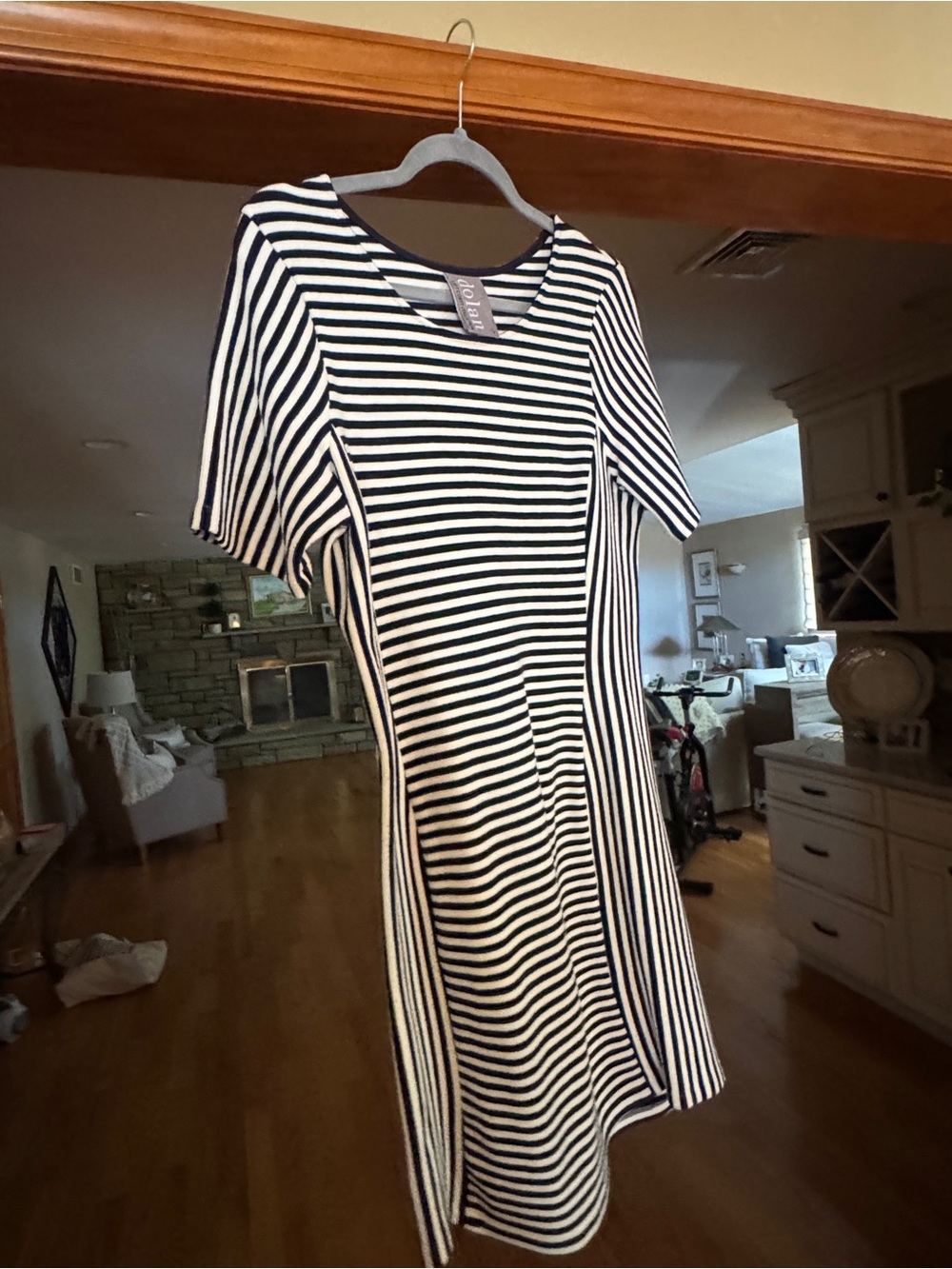 dolan Black and White Striped Midi Dress